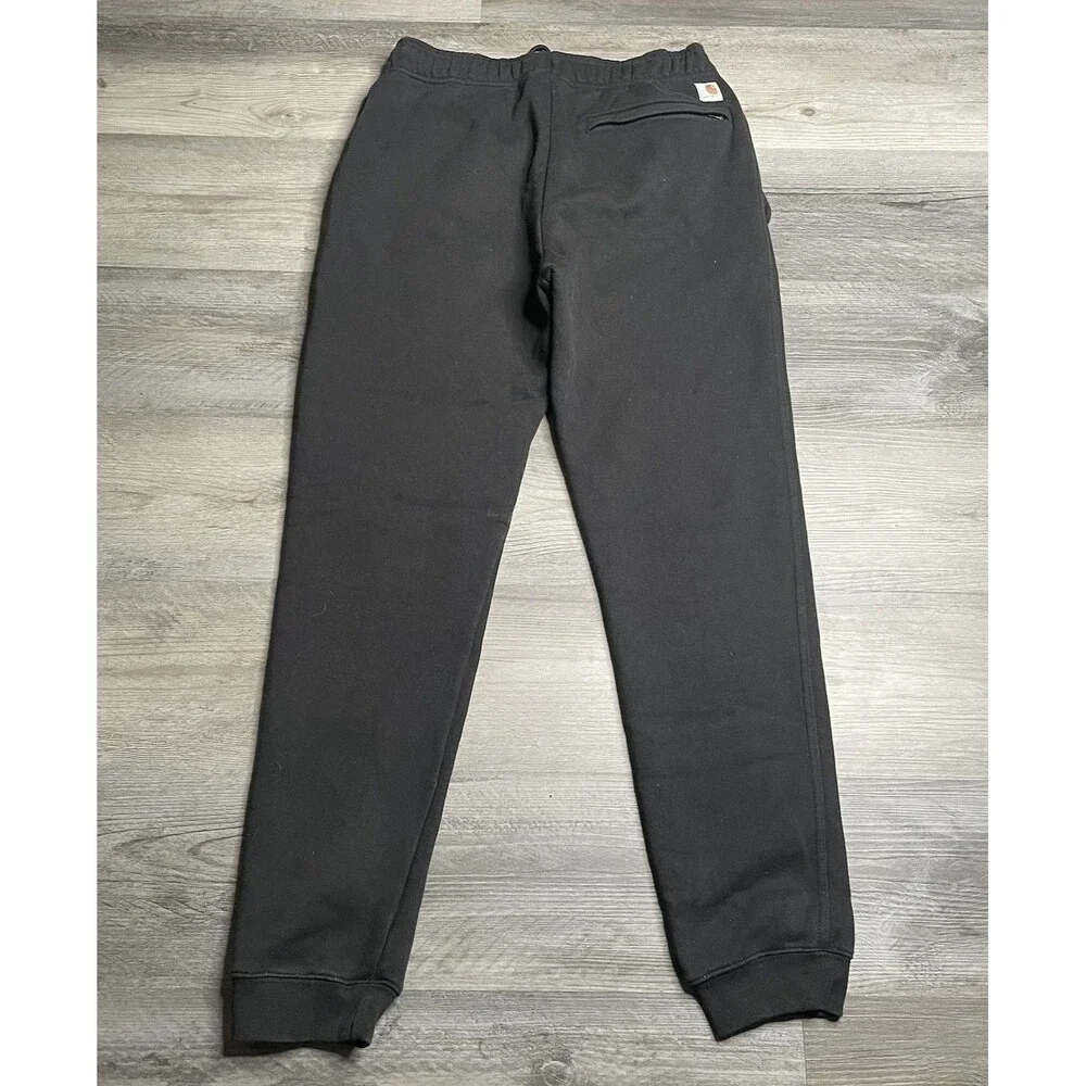 Carhartt Sweatpants Mens Small Black Fleece Joggers Zip Pocket 105307 BLK